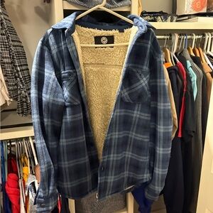 Weatherproof Navy Plaid Sherpa Jacket